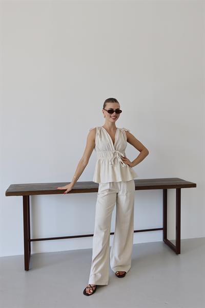 İPLİ KETEN TAKIM - BEJ