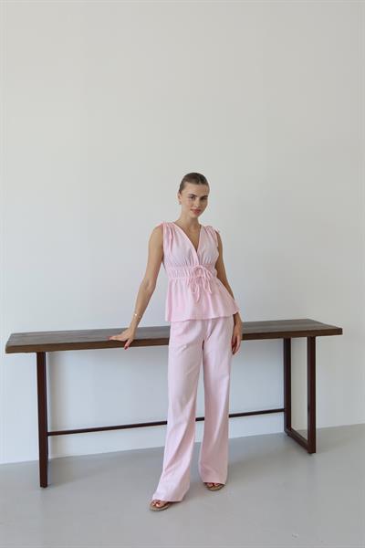 İPLİ KETEN TAKIM - PEMBE