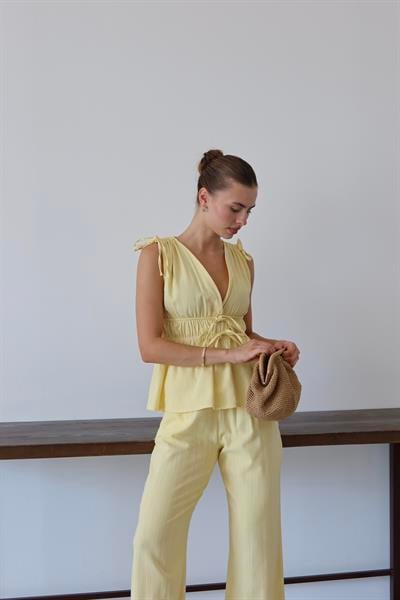 İPLİ KETEN TAKIM - SARI