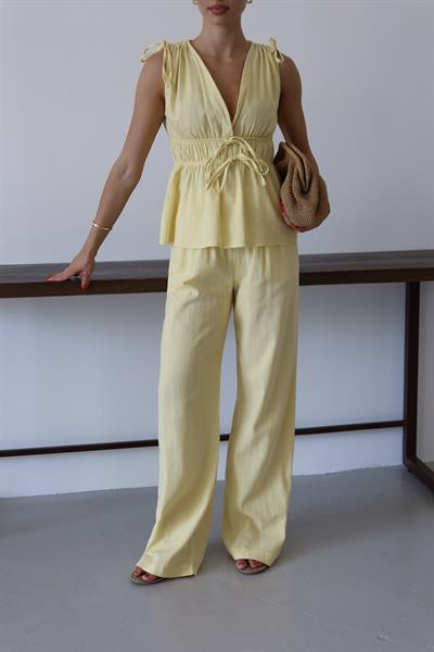 İPLİ KETEN TAKIM - SARI