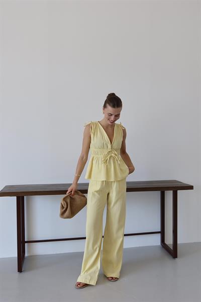 İPLİ KETEN TAKIM - SARI