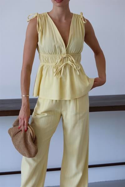 İPLİ KETEN TAKIM - SARI