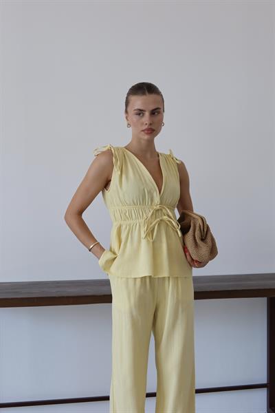 İPLİ KETEN TAKIM - SARI