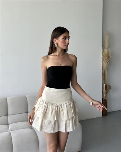 KAT KAT ŞORT ETEK - BEJ