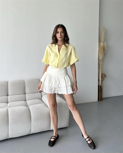 KAT KAT ŞORT ETEK - BEYAZ 