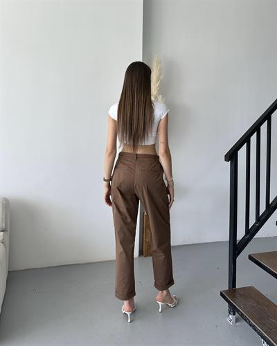 KEMERLİ DAVİA PANTOLON - KAHVE