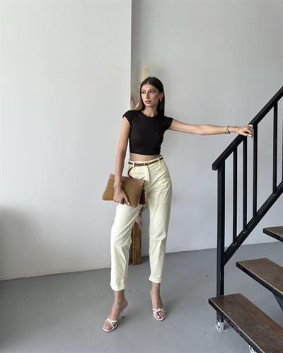 KEMERLİ DAVİA PANTOLON - SARI