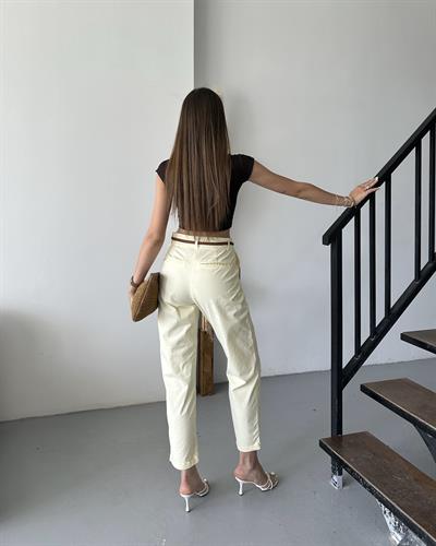 KEMERLİ DAVİA PANTOLON - SARI