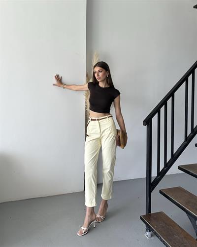 KEMERLİ DAVİA PANTOLON - SARI