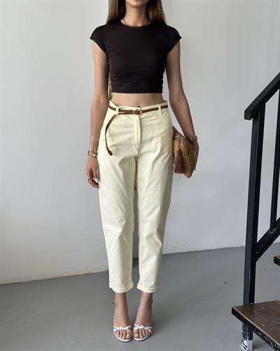 KEMERLİ DAVİA PANTOLON - SARI