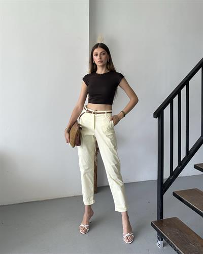 KEMERLİ DAVİA PANTOLON - SARI