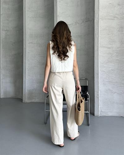 KEMERLİ PALAZZO GABARDİN PANTOLON 