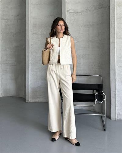 KEMERLİ PALAZZO GABARDİN PANTOLON 