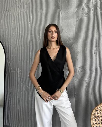 KETEN YELEK - SİYAH