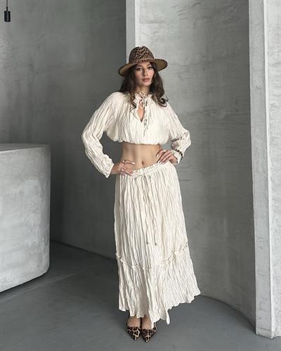 KRAŞLI ETEKLİ TAKIM - BEJ