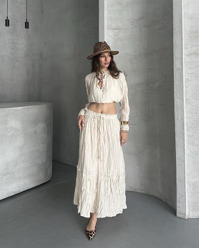 KRAŞLI ETEKLİ TAKIM - BEJ