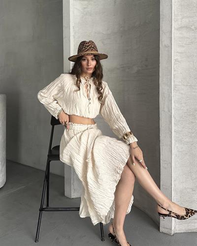 KRAŞLI ETEKLİ TAKIM - BEJ