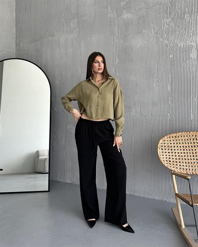 MASSİ TENCEL PANTOLON - SİYAH