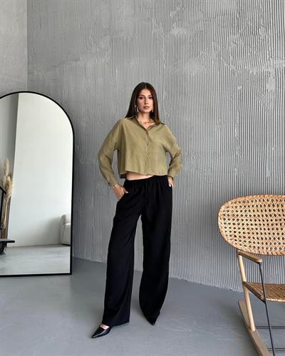 MASSİ TENCEL PANTOLON - SİYAH