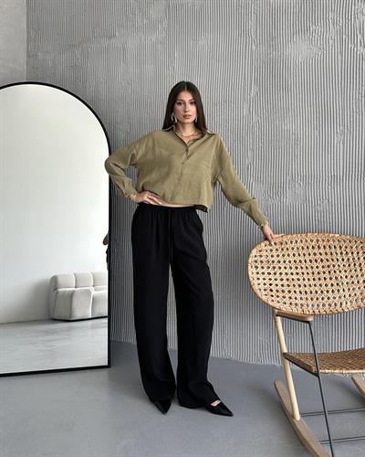 MASSİ TENCEL PANTOLON - SİYAH