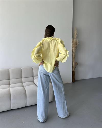 ÖNÜ FIRFIR DETAYLI GÖMLEK - SARI 