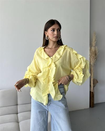 ÖNÜ FIRFIR DETAYLI GÖMLEK - SARI 