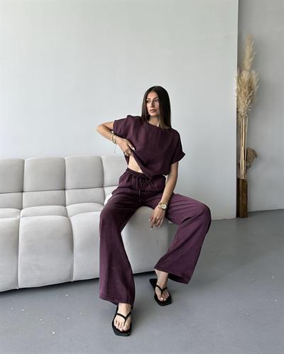 PREMİUM BLUZ PANTOLON TAKIM - BORDO 