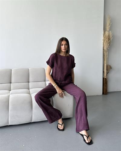 PREMİUM BLUZ PANTOLON TAKIM - BORDO 