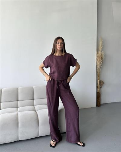 PREMİUM BLUZ PANTOLON TAKIM - BORDO 