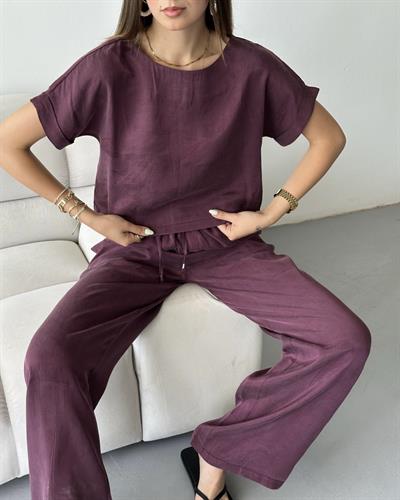 PREMİUM BLUZ PANTOLON TAKIM - BORDO 