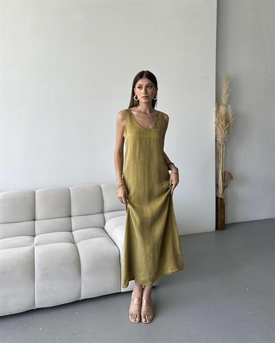 PREMİUM KOLSUZ ELBİSE -SAFRAN 