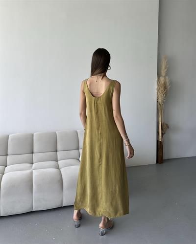 PREMİUM KOLSUZ ELBİSE -SAFRAN 