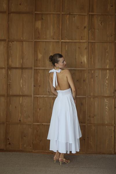 SIRTI AÇIK ELBİSE - BEYAZ