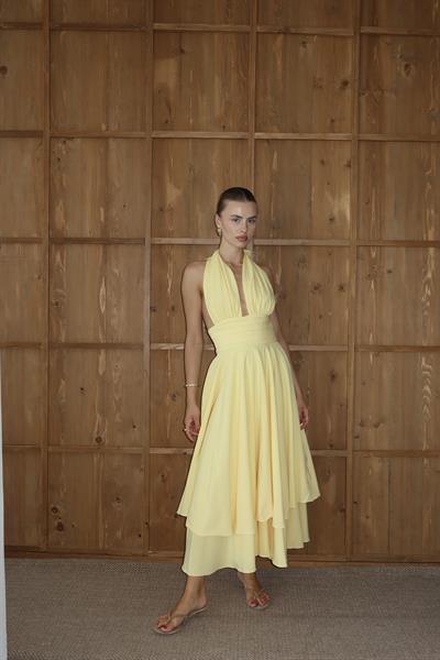 SIRTI AÇIK ELBİSE - SARI