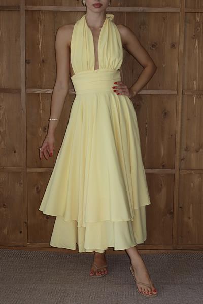 SIRTI AÇIK ELBİSE - SARI