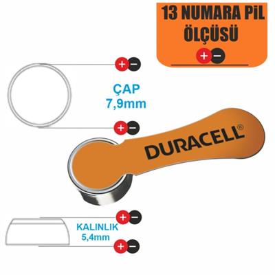 Duracell Activair 13 Numara İşitme Cihazı Pili 6lı Paket