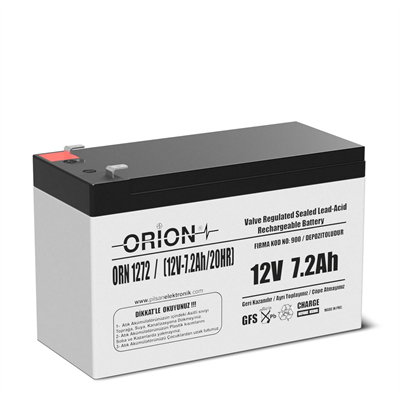 Orion 12V 7.2Ah Bakımsız Kuru Akü - T2 Kalın Soket