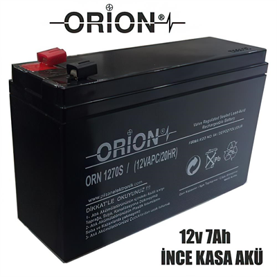 Orion ORN1270S 12V 7.0Ah Ince Kasa Bakımsız Kuru Akü