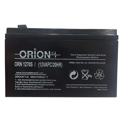 Orion ORN1270S 12V 7.0Ah Ince Kasa Bakımsız Kuru Akü