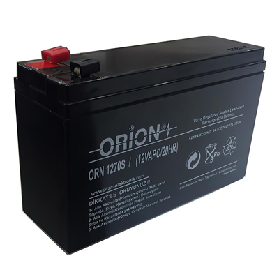 Orion ORN1270S 12V 7.0Ah Ince Kasa Bakımsız Kuru Akü