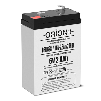Orion ORN628 6V 2.8Ah Bakımsız Kuru Akü