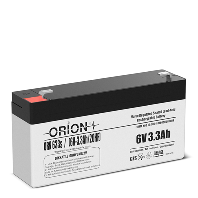 Orion ORN633S 6V 3.3Ah Bakımsız Kuru Akü