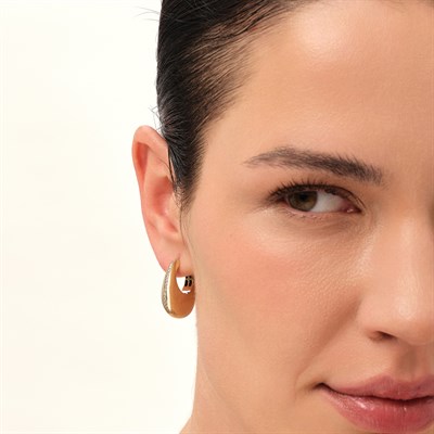 14 Ayar Elisse Taşlı Küpe