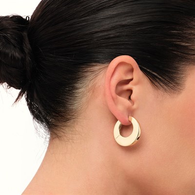 14 Ayar Modern Oval Taşsız Küpe