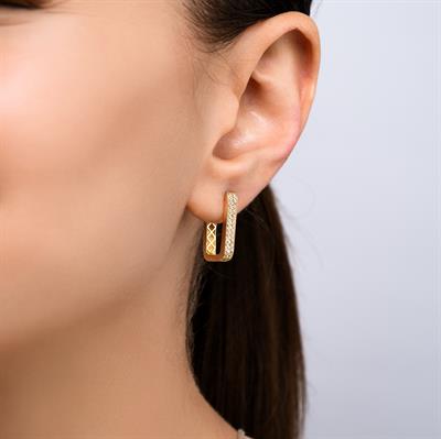 14 Ayar 20mm Taşlı Küpe