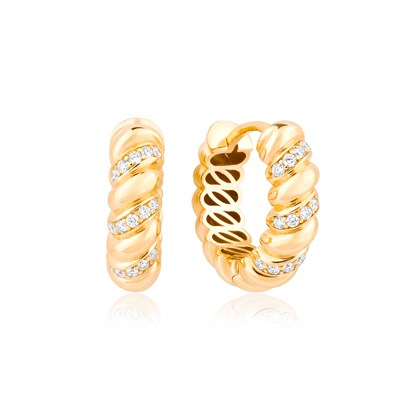 14 Ayar Twist Diamond Taşlı Küpe