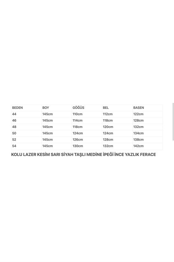 Kolu Lazer Kesimli Taşlı Medine Ipeği Yazlık Ferace -sütlükahve