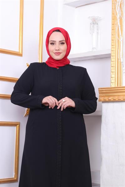 BÜYÜK BEDEN NAKIŞ DETAYLI FERACE EN9055