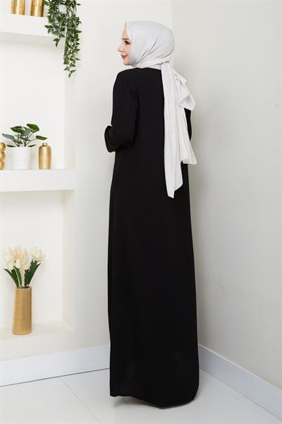 GÜNDELİK HAC VE UMRELİK GÜPÜRLÜ FERACE -SİYAH