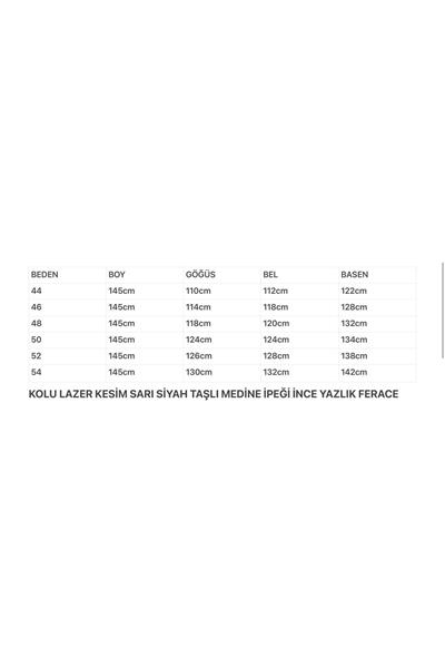 Kolu Lazer Kesimli Taşlı Medine Ipeği Yazlık Ferace -sütlükahve